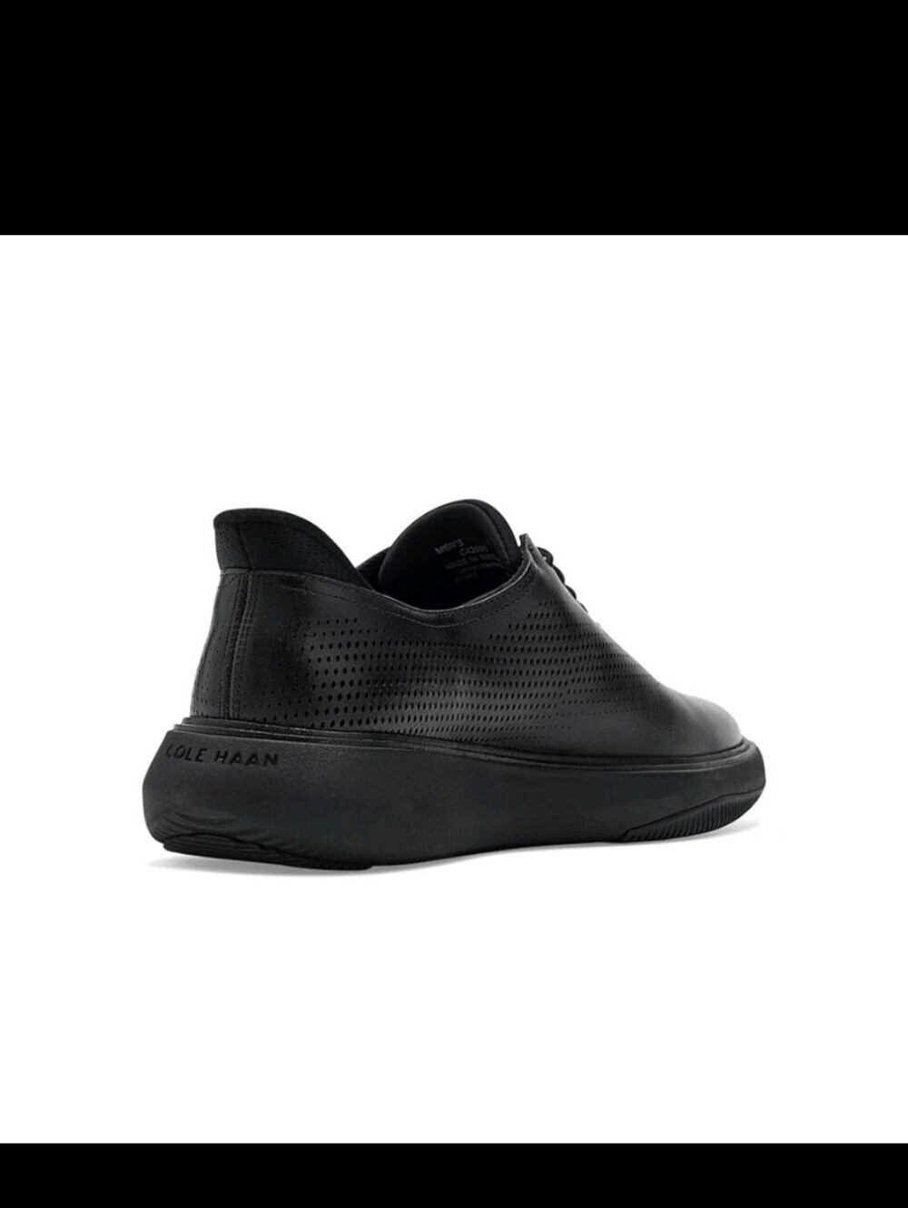 Cole Haan Men's Grand Phaze Laser Quick-On Leather Oxford - Black/Black - Picture 8 of 9